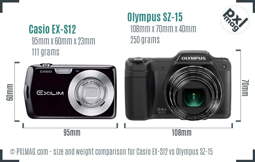 Casio EX-S12 vs Olympus SZ-15 size comparison Casio EX-S12 vs Olympus SZ-15 size comparison