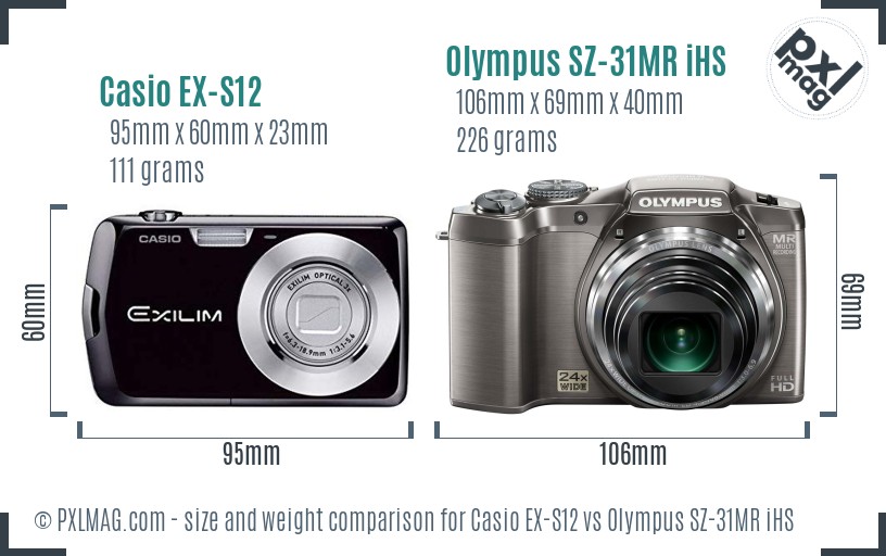 Casio EX-S12 vs Olympus SZ-31MR iHS size comparison Casio EX-S12 vs Olympus SZ-31MR iHS size comparison