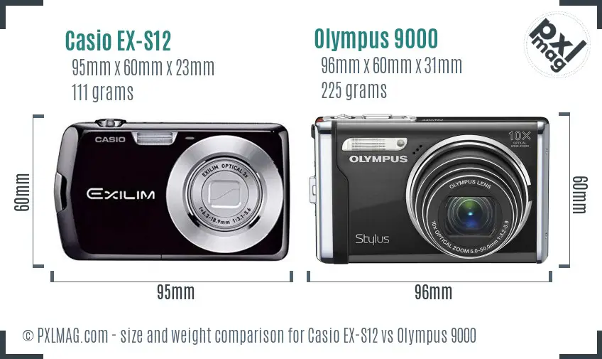 Casio EX-S12 vs Olympus 9000 size comparison