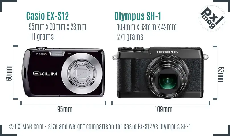 Casio EX-S12 vs Olympus SH-1 size comparison