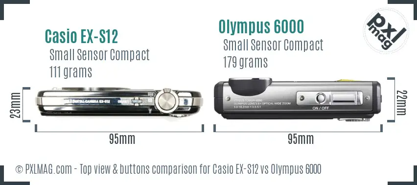 Casio EX-S12 vs Olympus 6000 top view buttons comparison