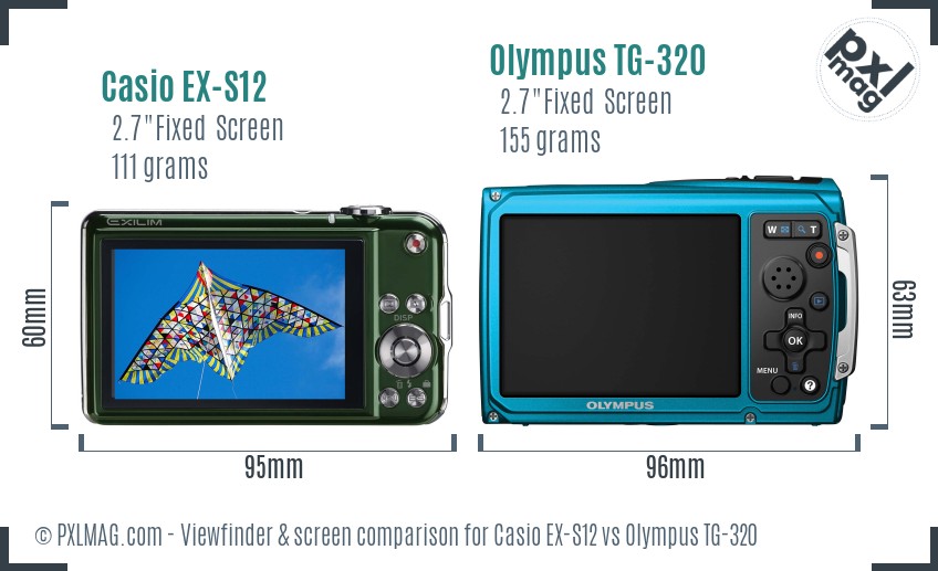 Casio EX-S12 vs Olympus TG-320 Screen and Viewfinder comparison