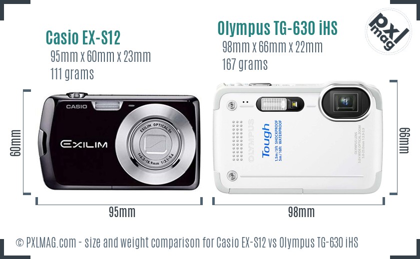Casio EX-S12 vs Olympus TG-630 iHS size comparison