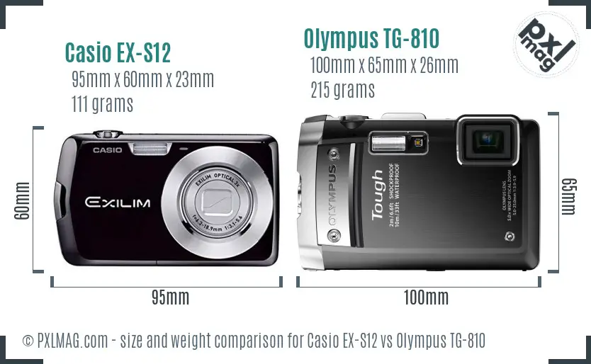Casio EX-S12 vs Olympus TG-810 size comparison