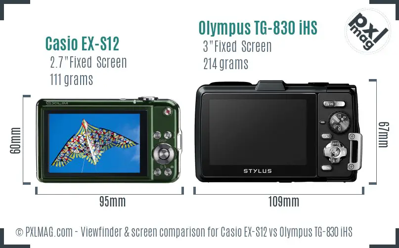 Casio EX-S12 vs Olympus TG-830 iHS Screen and Viewfinder comparison
