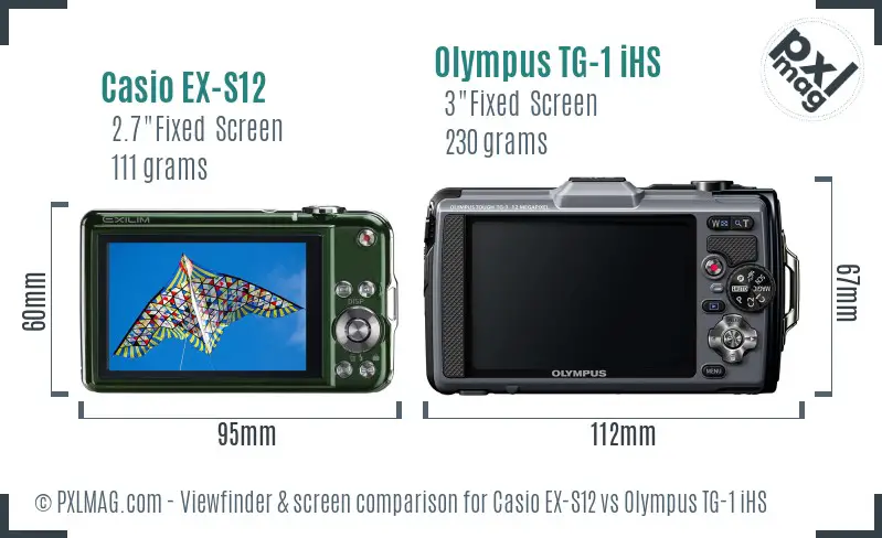 Casio EX-S12 vs Olympus TG-1 iHS Screen and Viewfinder comparison
