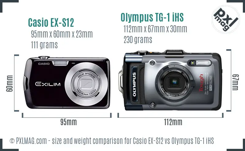 Casio EX-S12 vs Olympus TG-1 iHS size comparison