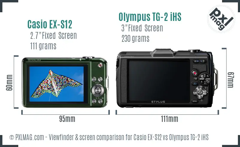 Casio EX-S12 vs Olympus TG-2 iHS Screen and Viewfinder comparison