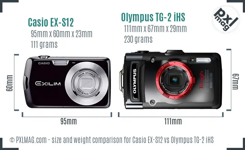Casio EX-S12 vs Olympus TG-2 iHS size comparison