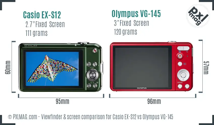 Casio EX-S12 vs Olympus VG-145 Screen and Viewfinder comparison Casio EX-S12 vs Olympus VG-145 Screen and Viewfinder comparison