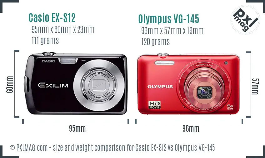 Casio EX-S12 vs Olympus VG-145 size comparison Casio EX-S12 vs Olympus VG-145 size comparison