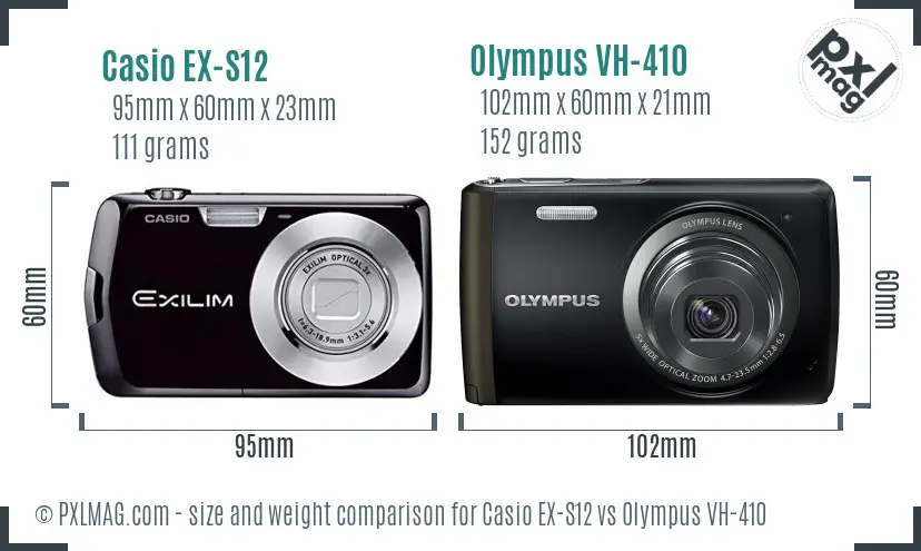 Casio EX-S12 vs Olympus VH-410 size comparison