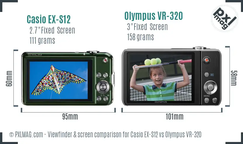 Casio EX-S12 vs Olympus VR-320 Screen and Viewfinder comparison