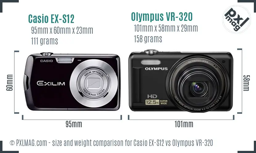 Casio EX-S12 vs Olympus VR-320 size comparison