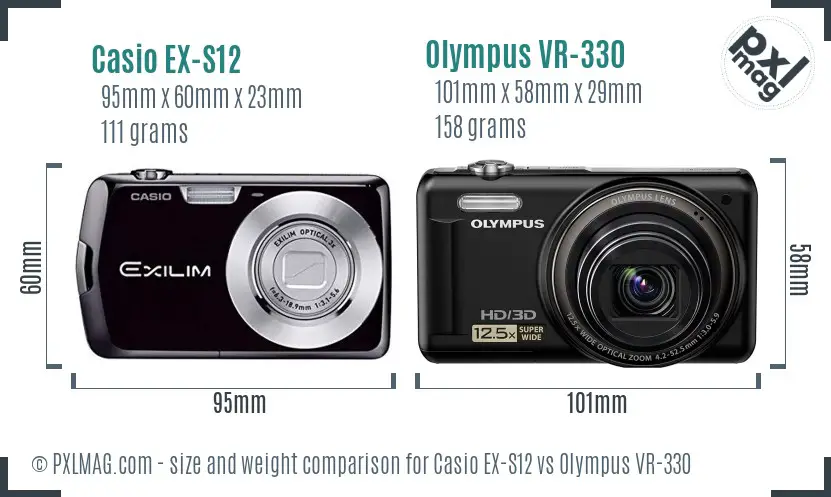 Casio EX-S12 vs Olympus VR-330 size comparison Casio EX-S12 vs Olympus VR-330 size comparison