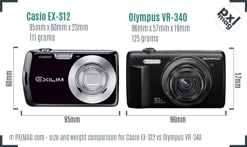 Casio EX-S12 vs Olympus VR-340 size comparison Casio EX-S12 vs Olympus VR-340 size comparison