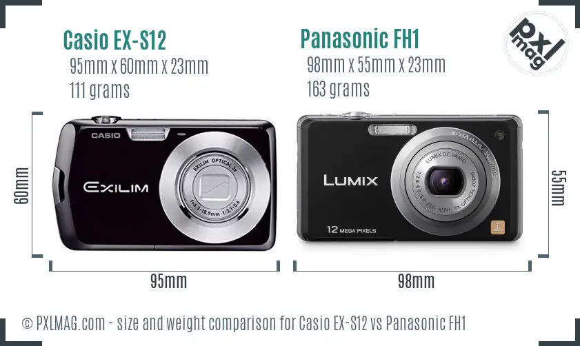 Casio EX-S12 vs Panasonic FH1 size comparison