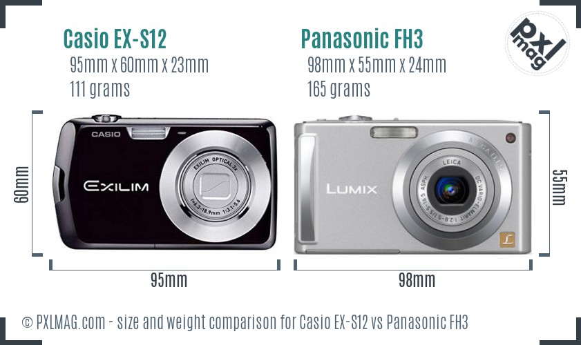 Casio EX-S12 vs Panasonic FH3 size comparison Casio EX-S12 vs Panasonic FH3 size comparison