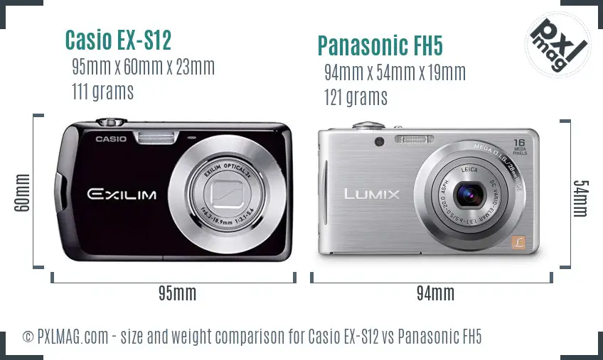 Casio EX-S12 vs Panasonic FH5 size comparison