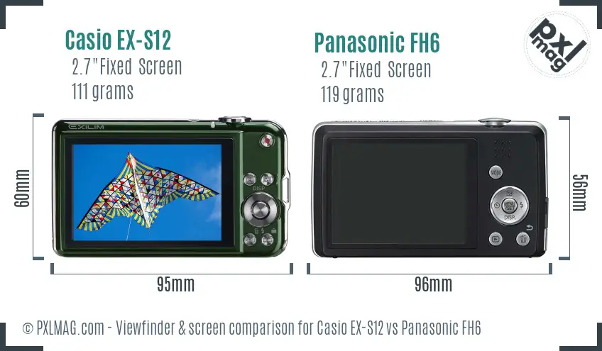 Casio EX-S12 vs Panasonic FH6 Screen and Viewfinder comparison