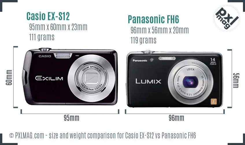 Casio EX-S12 vs Panasonic FH6 size comparison