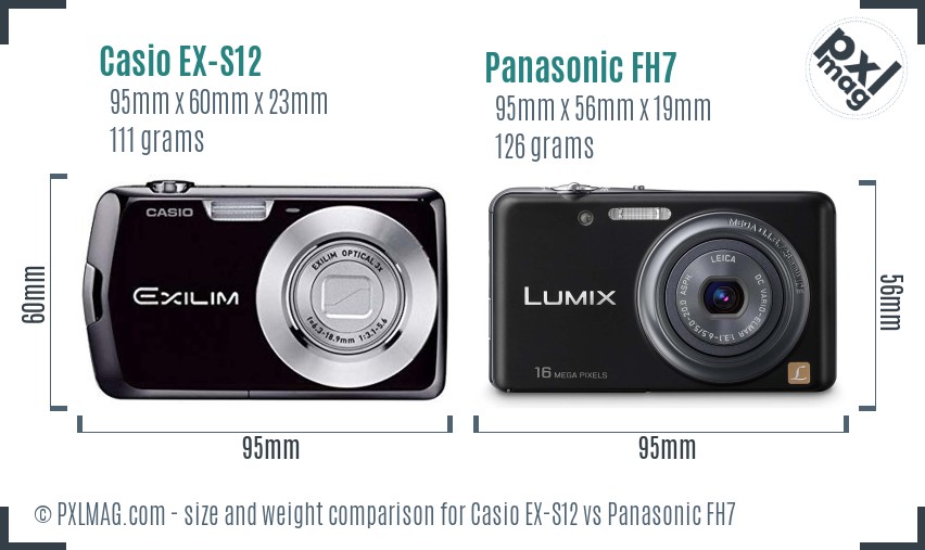 Casio EX-S12 vs Panasonic FH7 size comparison