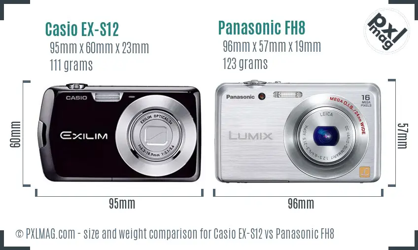 Casio EX-S12 vs Panasonic FH8 size comparison
