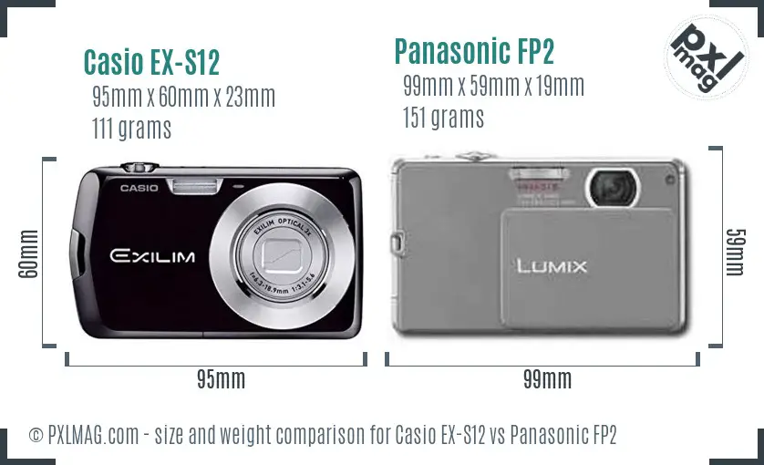 Casio EX-S12 vs Panasonic FP2 size comparison
