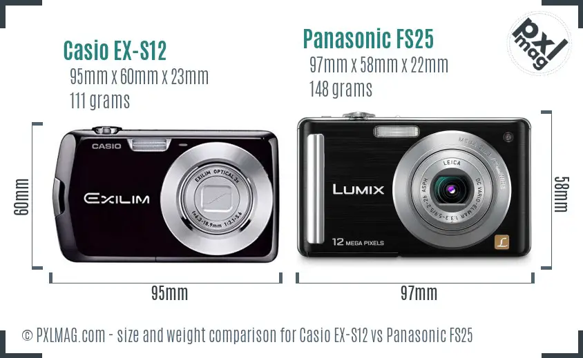 Casio EX-S12 vs Panasonic FS25 size comparison Casio EX-S12 vs Panasonic FS25 size comparison