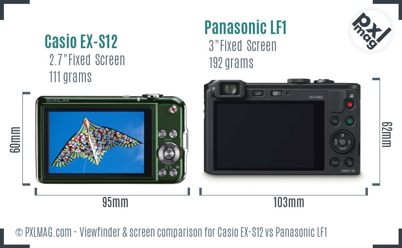 Casio EX-S12 vs Panasonic LF1 Screen and Viewfinder comparison