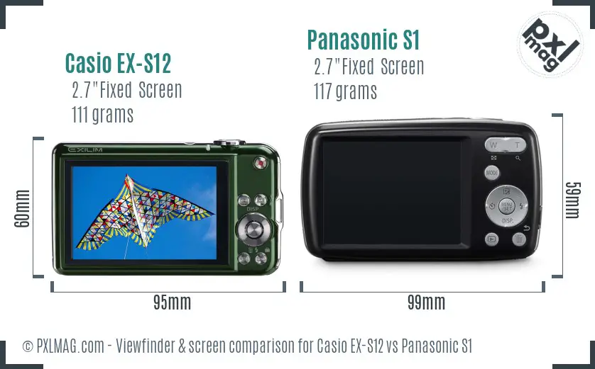 Casio EX-S12 vs Panasonic S1 Screen and Viewfinder comparison