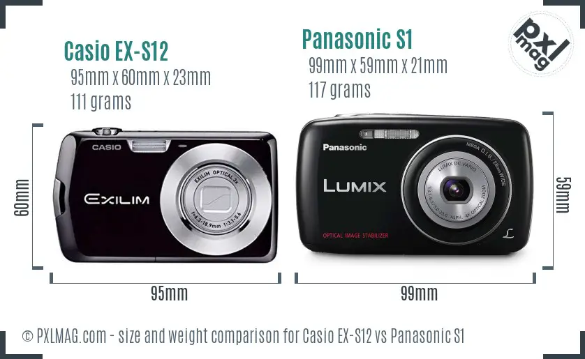 Casio EX-S12 vs Panasonic S1 size comparison