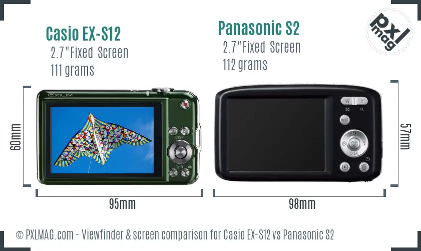 Casio EX-S12 vs Panasonic S2 Screen and Viewfinder comparison Casio EX-S12 vs Panasonic S2 Screen and Viewfinder comparison