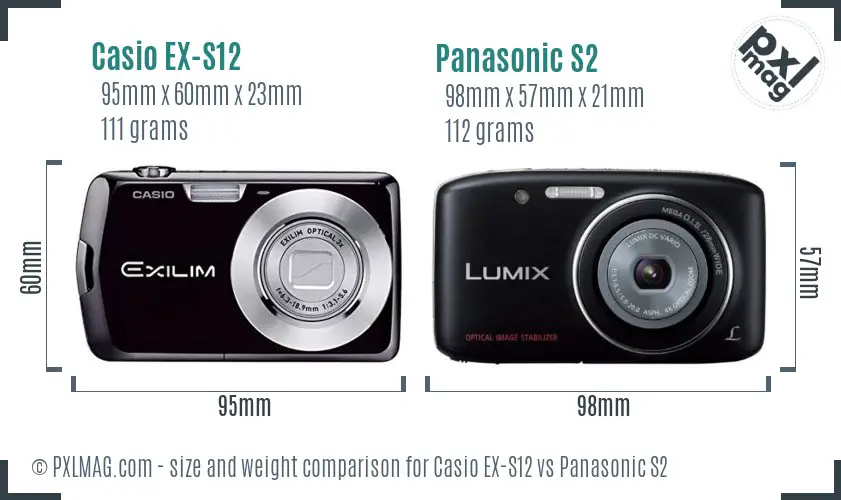Casio EX-S12 vs Panasonic S2 size comparison Casio EX-S12 vs Panasonic S2 size comparison