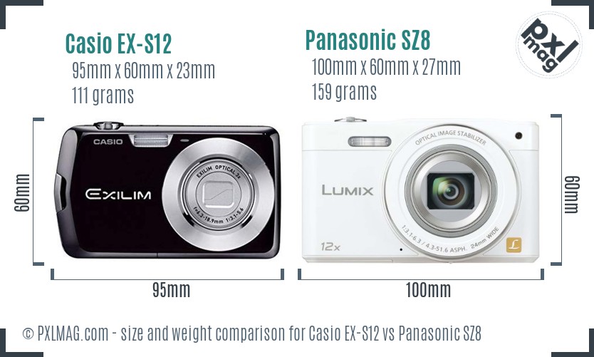 Casio EX-S12 vs Panasonic SZ8 size comparison Casio EX-S12 vs Panasonic SZ8 size comparison