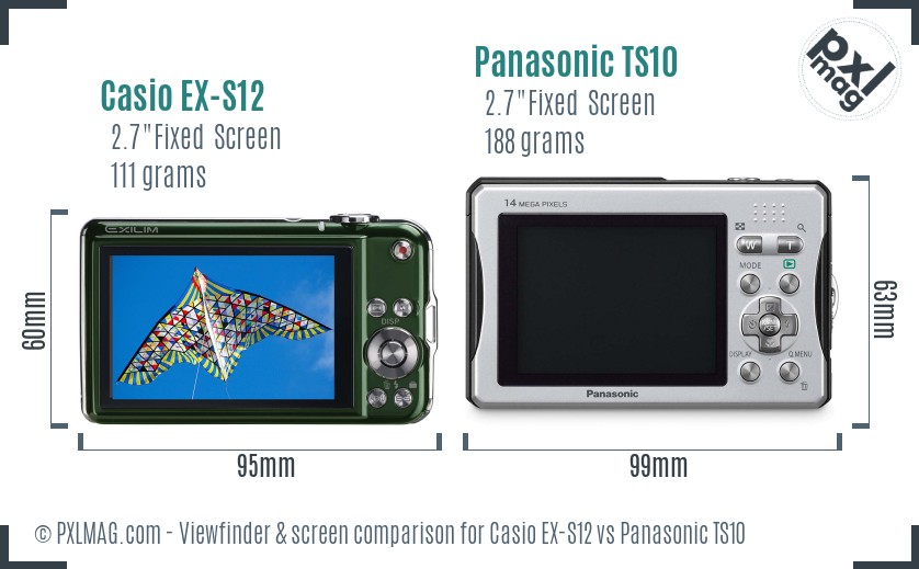 Casio EX-S12 vs Panasonic TS10 Screen and Viewfinder comparison