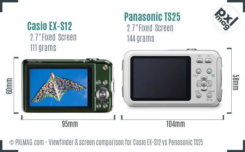 Casio EX-S12 vs Panasonic TS25 Screen and Viewfinder comparison