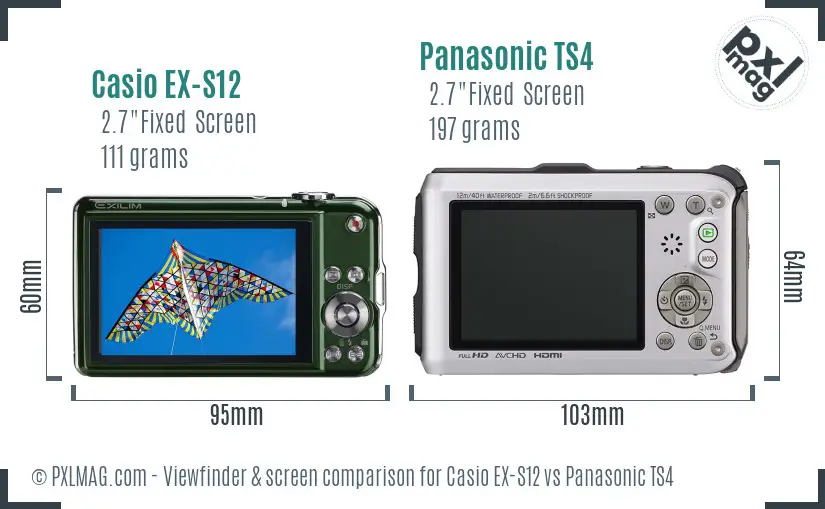 Casio EX-S12 vs Panasonic TS4 Screen and Viewfinder comparison
