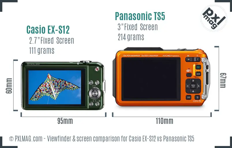 Casio EX-S12 vs Panasonic TS5 Screen and Viewfinder comparison