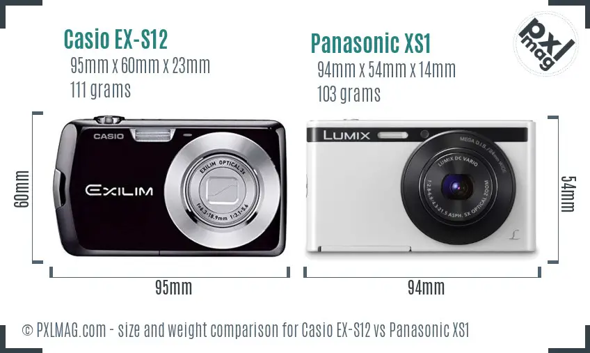 Casio EX-S12 vs Panasonic XS1 size comparison