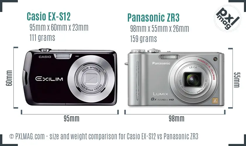 Casio EX-S12 vs Panasonic ZR3 size comparison Casio EX-S12 vs Panasonic ZR3 size comparison