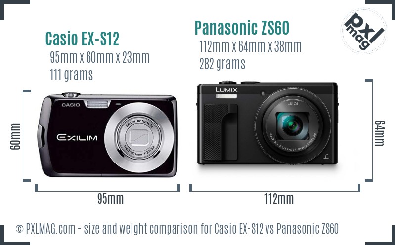 Casio EX-S12 vs Panasonic ZS60 size comparison