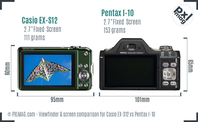 Casio EX-S12 vs Pentax I-10 Screen and Viewfinder comparison