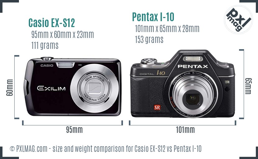 Casio EX-S12 vs Pentax I-10 size comparison