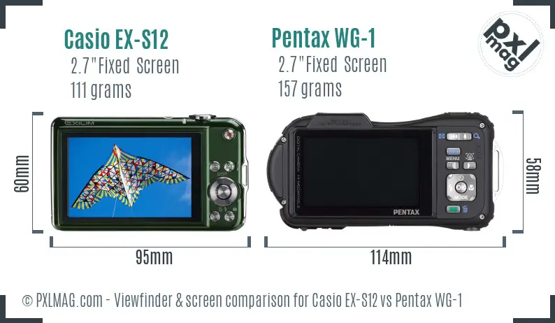 Casio EX-S12 vs Pentax WG-1 Screen and Viewfinder comparison