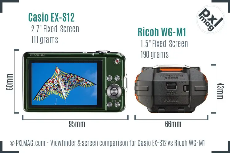 Casio EX-S12 vs Ricoh WG-M1 Screen and Viewfinder comparison