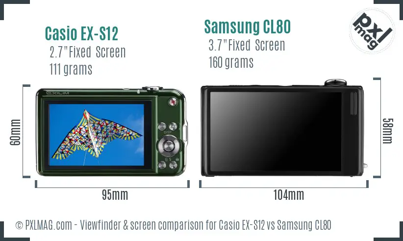 Side-by-side image of EX-S12 and CL80 screens and controls
