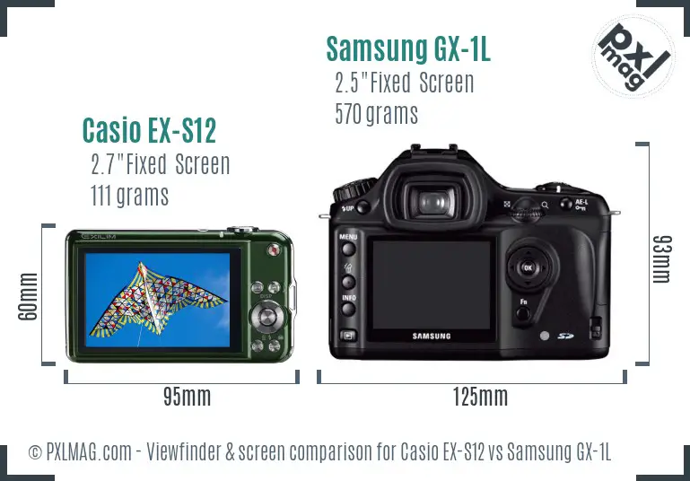 Casio EX-S12 vs Samsung GX-1L Screen and Viewfinder comparison