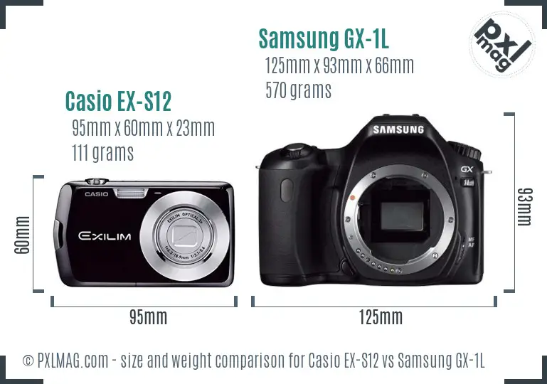 Casio EX-S12 vs Samsung GX-1L size comparison