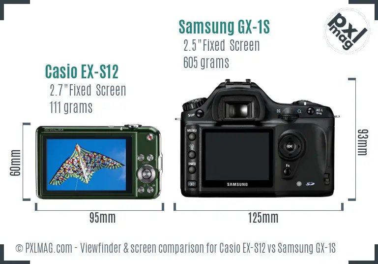Casio EX-S12 vs Samsung GX-1S Screen and Viewfinder comparison